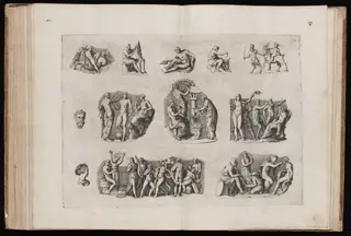 Fragments from Ancient Cameos in the Grimani Collection [Plate I], by Enea Vico, ink, 1556