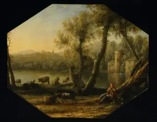 Pastoral landscape, by Claude Lorrain, oil, 1636