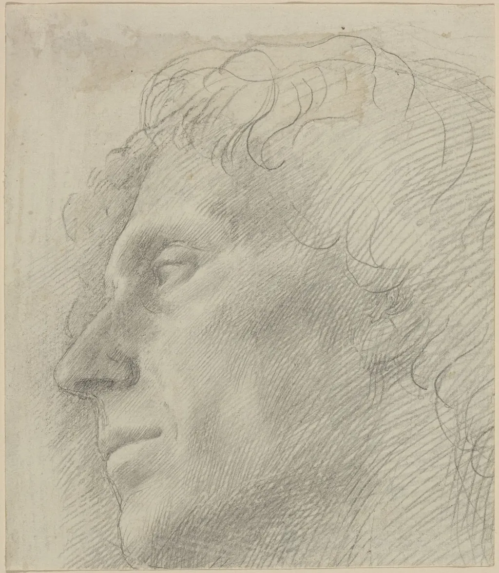Head of a Man Facing Left, by Alphonse Legros, graphite, 1874