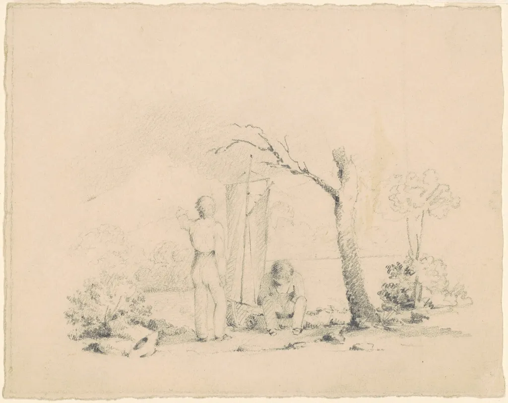 Boys with a Boat, by James Goodwyn Clonney, graphite, 1832
