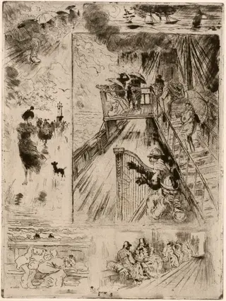 La Traversée (The Passage), by Félix-Hilaire Buhot, ink, 1882