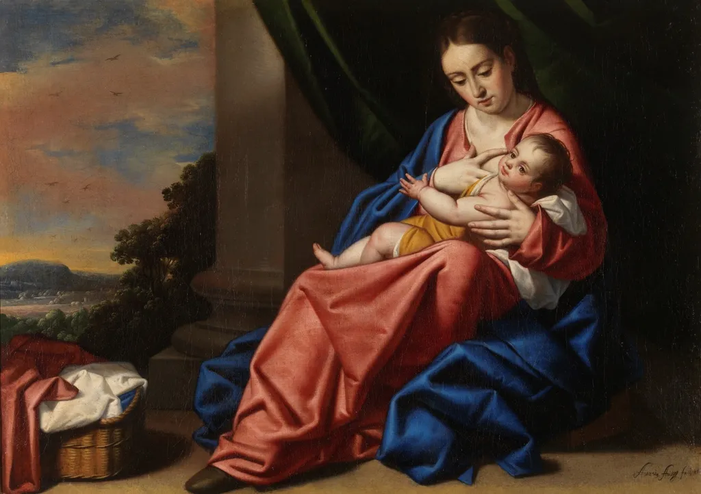 Virgin and Child, by Antonio Arias Fernández, oil, 1655