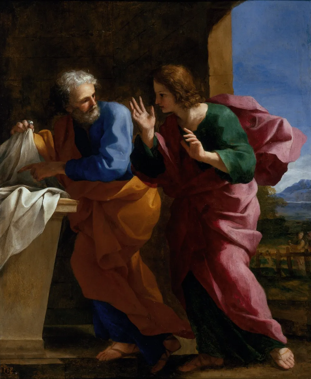 St. John and St. Peter at Christ's Tomb, by Giovanni Francesco Romanelli, unspecified, 1640