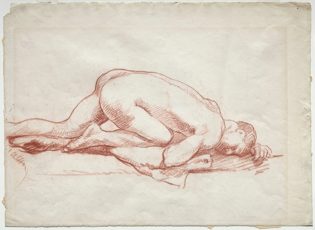 Crouching Male Nude, detail