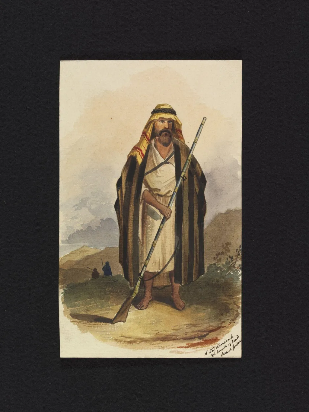 A Taamirah  W. bank of Dead Sea at Jordan, by R. Aulick, watercolor, 1848