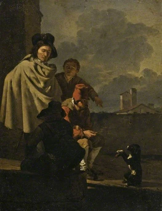 Italians with a dog, detail