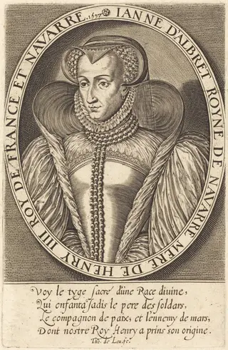 Jeanne d'Albret, Queen of Navarre, by Thomas de Leu, ink, 1597