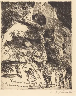 "Vater, es wird nicht gut ablaufen, bleiben wir von dem soldatenhaufen" ("Father, This Won't Turn Out Well, We should stay away from the gang of soldiers"), by Lovis Corinth, ink, 1923