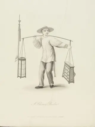 A Chinese Barber, by The London Printing and Publishing Company, ink, 1814