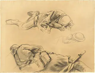 Studies for "Gassed", by John Singer Sargent, charcoal, 1918
