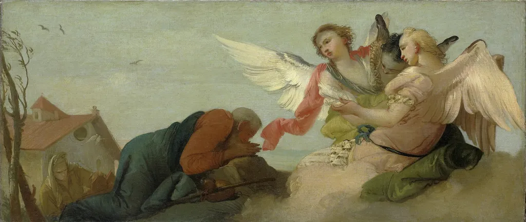 Abraham with the three Angels, by Francesco Zugno, oil, 1750
