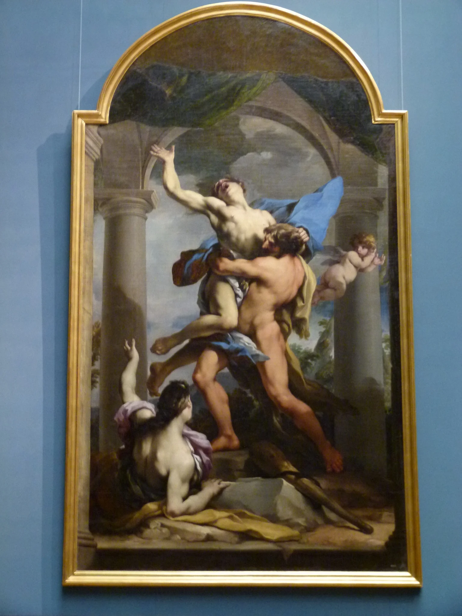 Herkules erdrückt den von der Erde aufgehobenen Antäus, detail