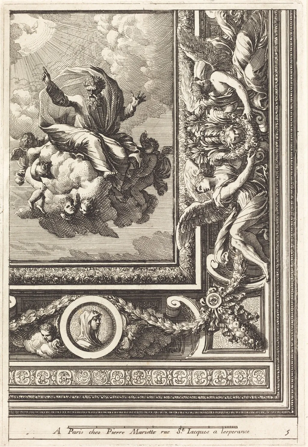 Quarts de plafons, by Jean Lepautre, ink, 1650