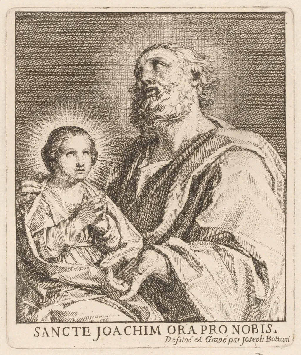 Saint Joachim and the Infant Virgin Mary, by Giuseppe Bottani, ink, 1701