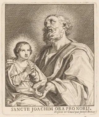 Saint Joachim and the Infant Virgin Mary, by Giuseppe Bottani, ink, 1701