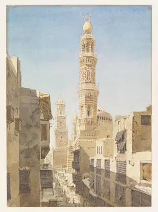 Suq al-Nahhasin, Cairo, by Richard Phené FRIBA FSA Spiers, watercolor, 1866