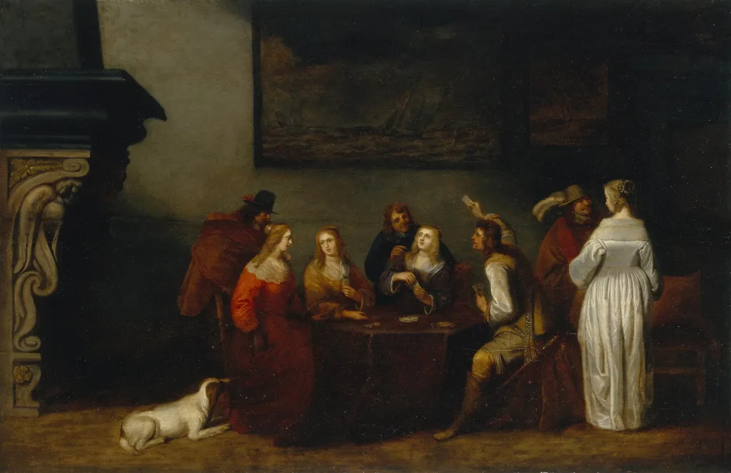 Card Players, by Christoffel Jacobsz van der Laemen, oil, 1650