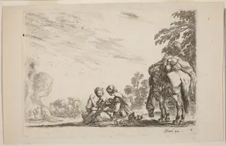Gypsies at Rest, by Stefano Della Bella, ink, 1642