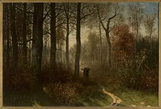 Women in the forest carrying brushwood, by Ludwig von Gleichen-Rußwurm, oil, 1875