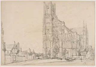 Exterior view of a church in France, by John Junior Burgess, 1833