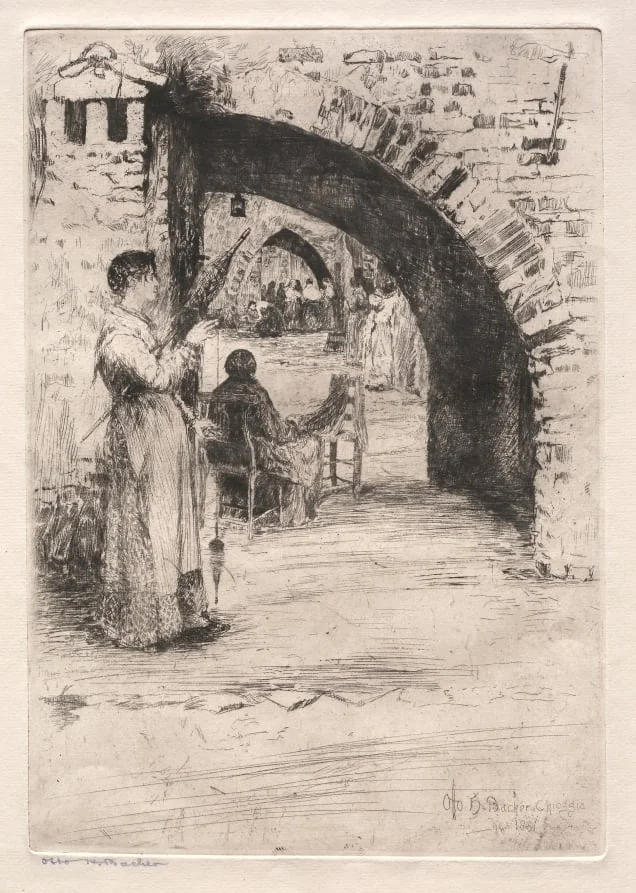 Etchings of Venice: Net Makers, detail