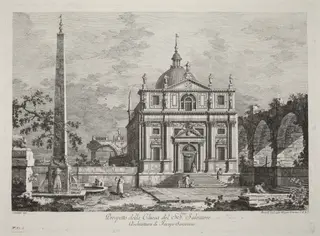 Prospetto della Chiesa del SS. Salvatore, by Fabio Berardi, ink, 1742
