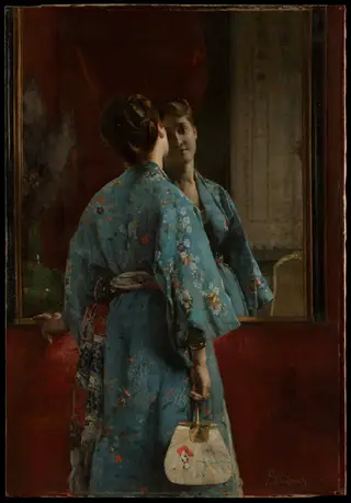 The Japanese Robe, by Alfred Stevens, oil, 1872