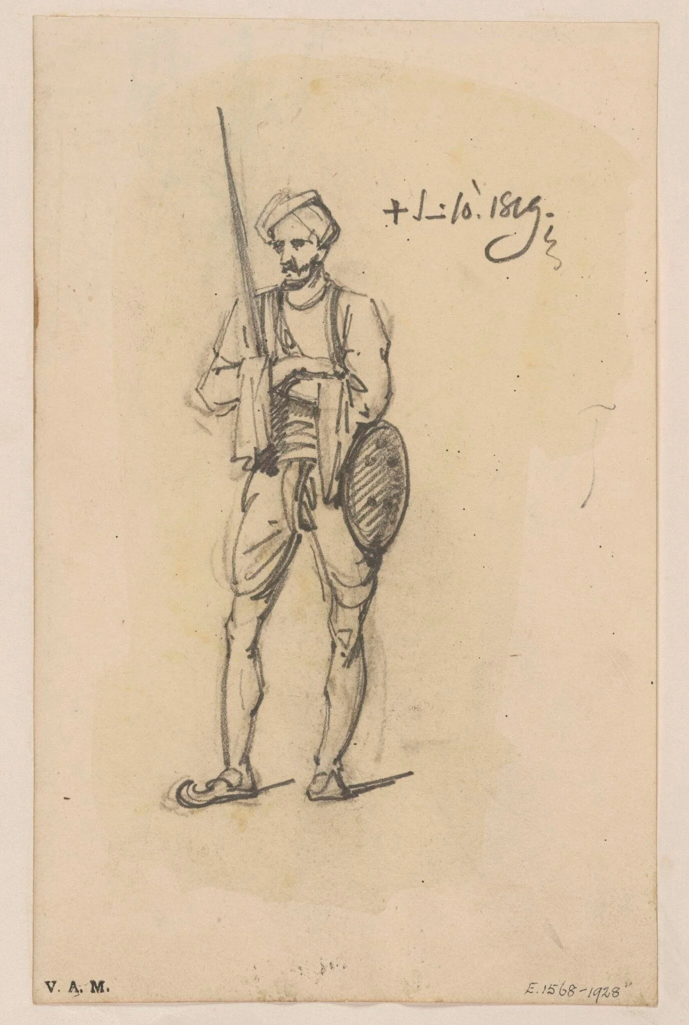 An Indian chowkidar, detail