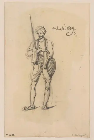 An Indian chowkidar, by George Chinnery, 8