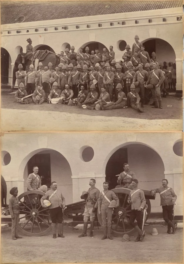 Officers of Elephant Battery, Jhansi (recto); Men of Elephant Battery, Jhansi (verso), detail