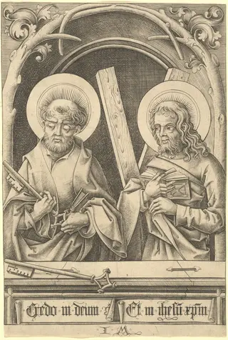 Saints Peter and Andrew, by Israhel van Meckenem, ink, 1482