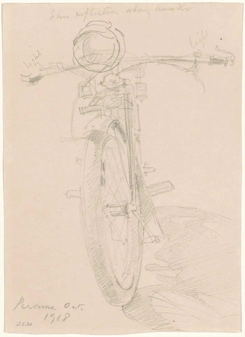 Motorcycle [recto], by John Singer Sargent, graphite, 1918