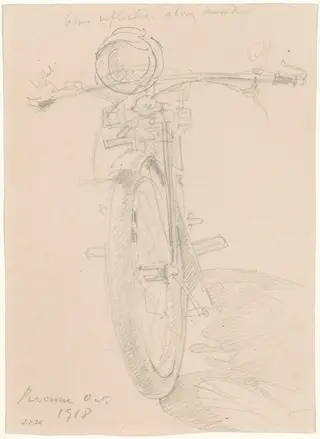Motorcycle [recto], by John Singer Sargent, graphite, 1918