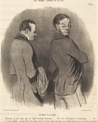 Un Habit a la mode, by Honoré Daumier, ink, 1845