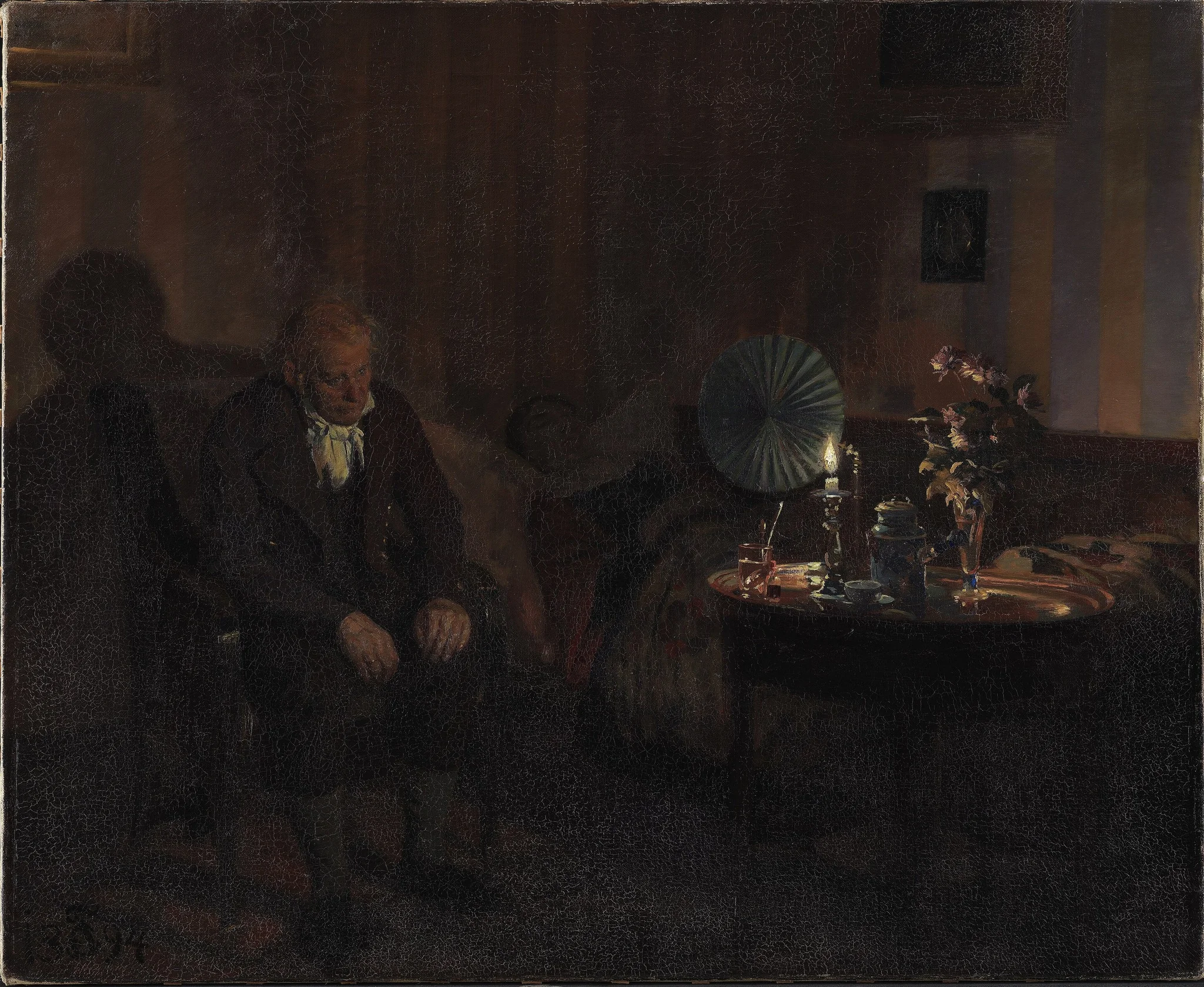 Rahbek ved sin hustrus dødsleje, detail