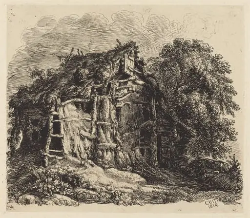 Welsh Hovel at Machynllaeth, by George Cuitt the Younger, ink, 1814