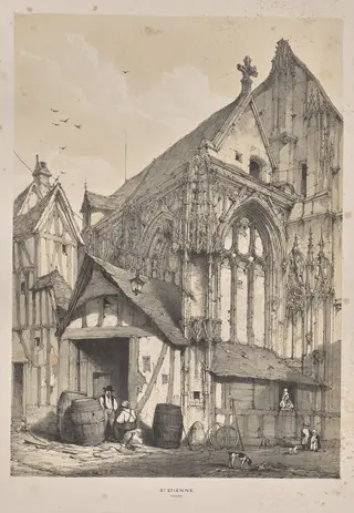 Architecture of the Middle Ages:  St. Etienne, Rouen, by Joseph Nash, 1838