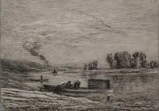 The Boat in Conflans, by Charles François Daubigny, 1866