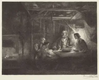 Philemon and Baucis, by Timothy Cole, ink, 1927