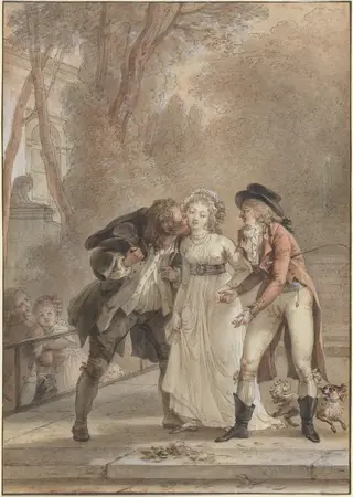 Loaned Kiss, by Jacques Louis François Touzé, ink, 1795