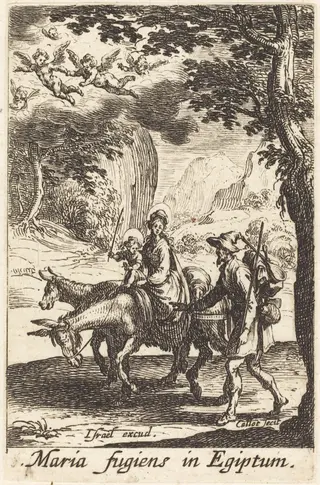 The Flight into Egypt, by Jacques Callot, ink, 1634
