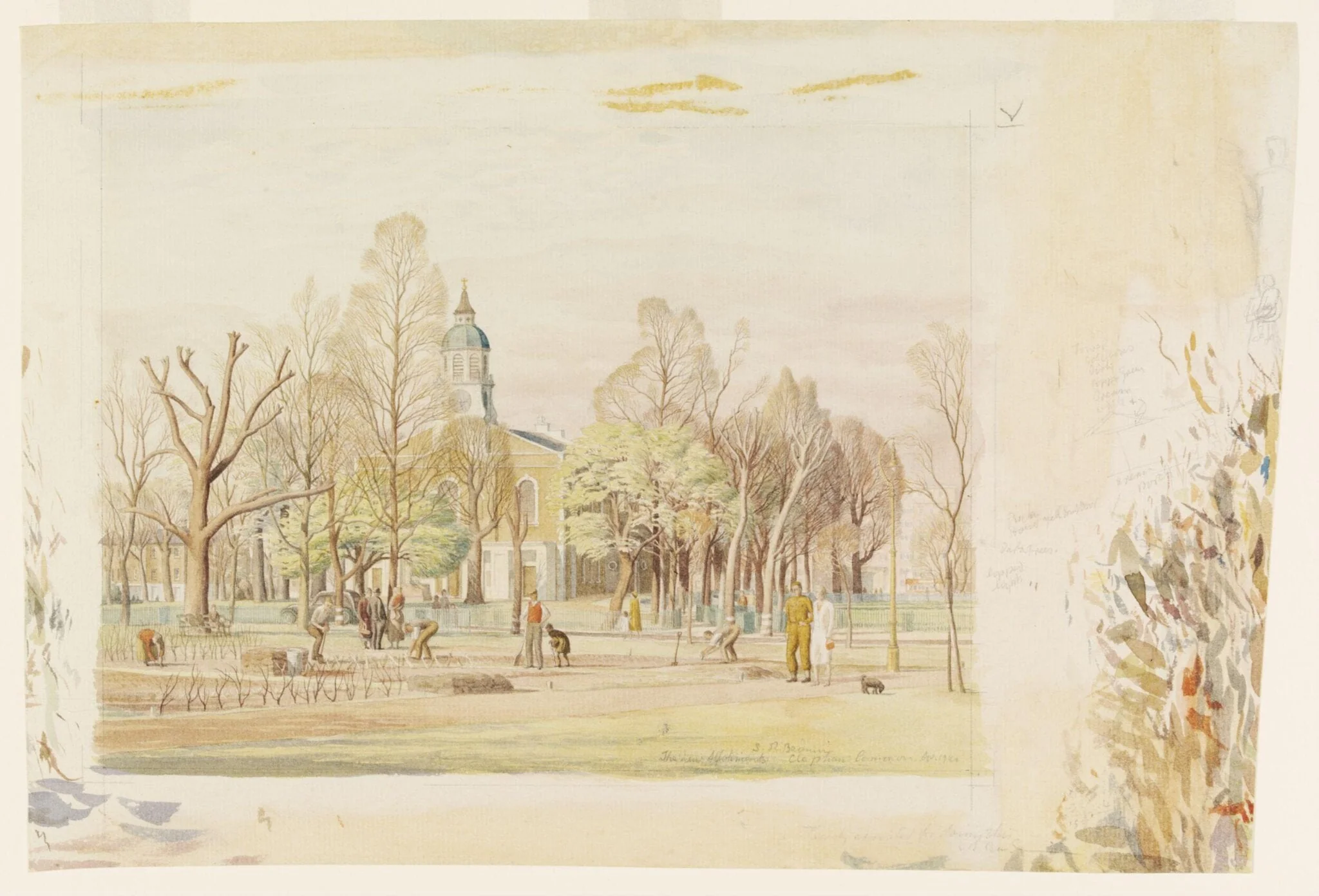 Holy Trinity Church and the new Allotments, Clapham Common, London, detail
