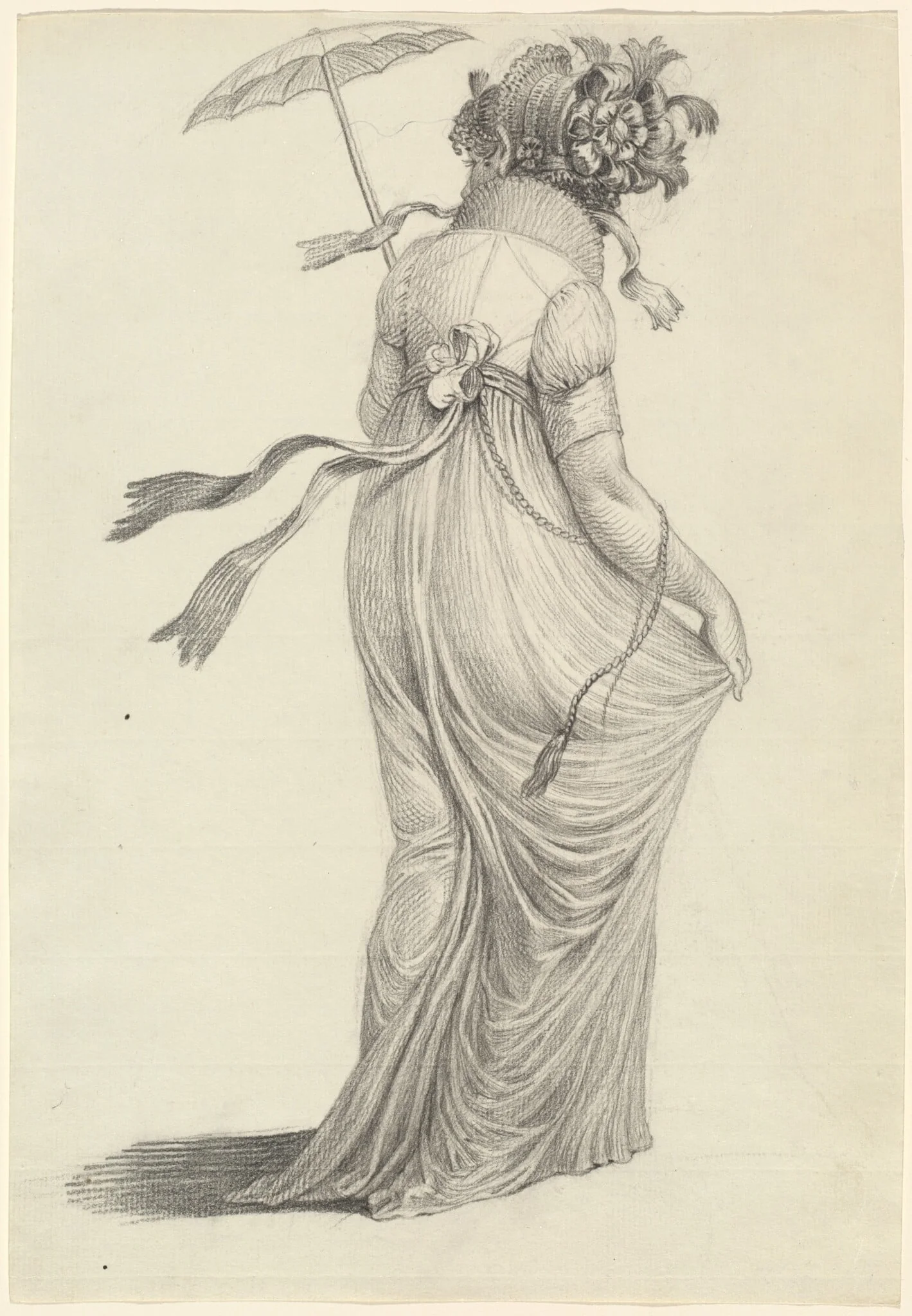 A Fashionable Young Woman Seen from Behind, detail