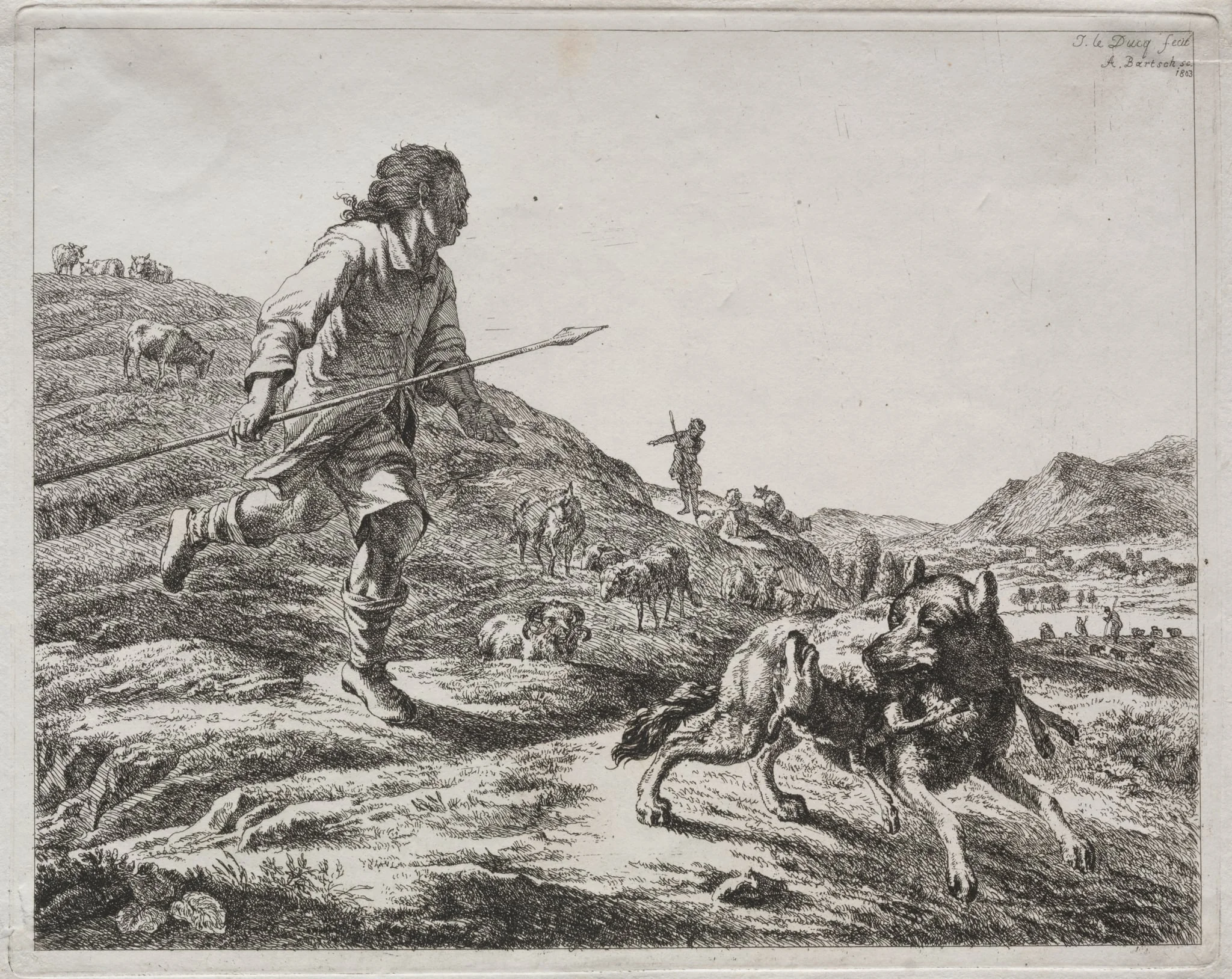 Shepherd Chasing a Wolf, detail