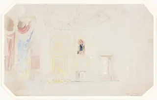 The Throne Room at Fontainebleau, by Thomas Allom, graphite, 1845