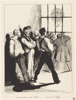 Les réjouissances de Juillet... vues de Ste. Pélagie, by Honoré Daumier, ink, 1834