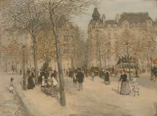 Square in Paris, by Jean François Raffaëlli, oil, 1887