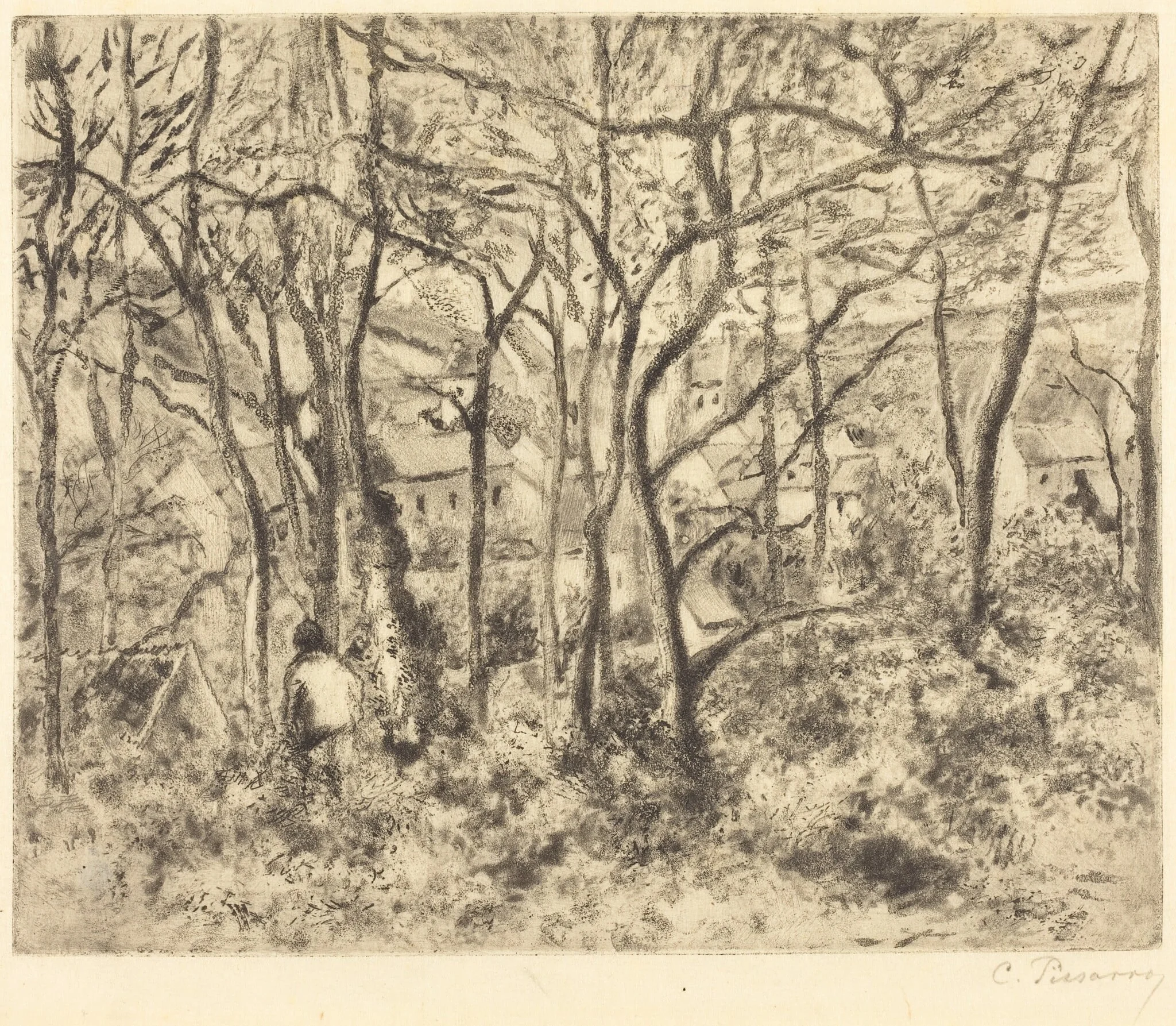 Wooded Landscape at L'Hermitage, Pontoise (Paysage sous bois, a L'Hermitage, Pontoise), detail