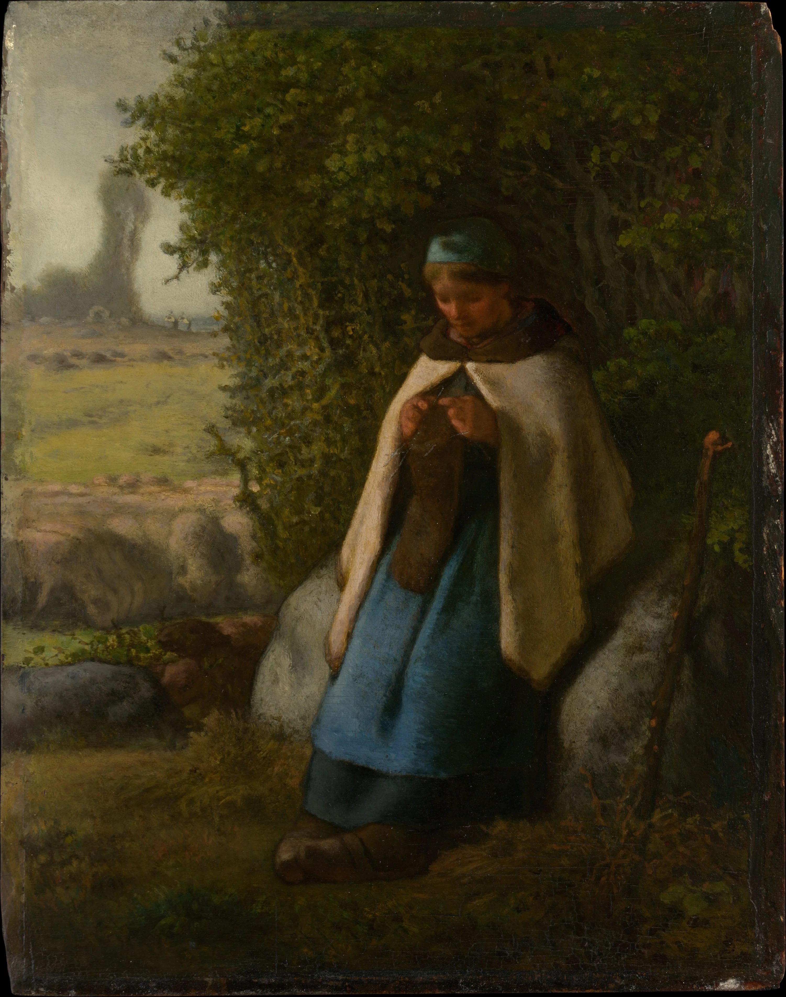 Shepherdess Seated on a Rock, detail