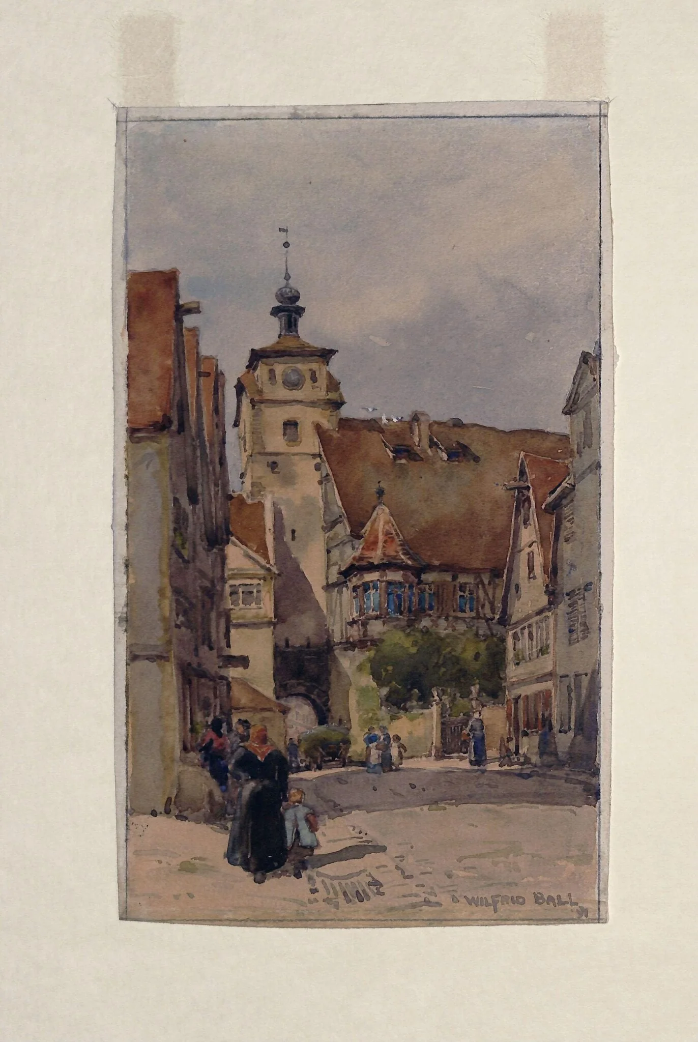 Street scene, Rotenburg, showing the White Tower and the Judentanzhaus, detail